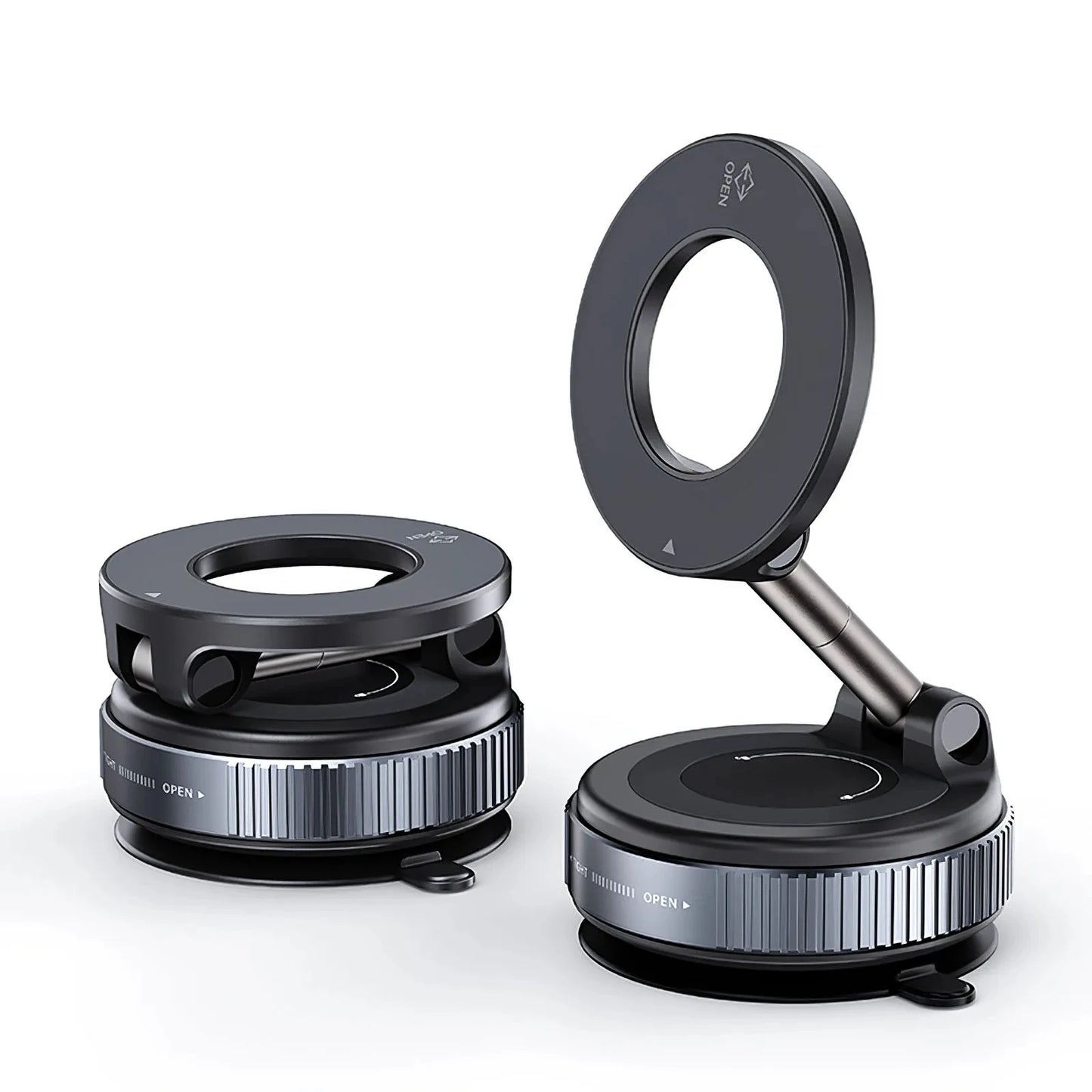 Car Phone Magnetic Stand Mechanical Vacuum Suction Cup Rotate 360° Magnetic Adsorption Bracket Navigation Universal Holder